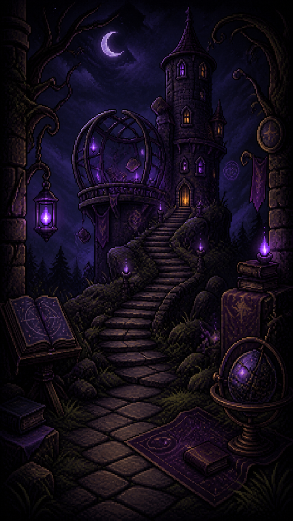 Pixel-art interior of the Wizard’s Tower